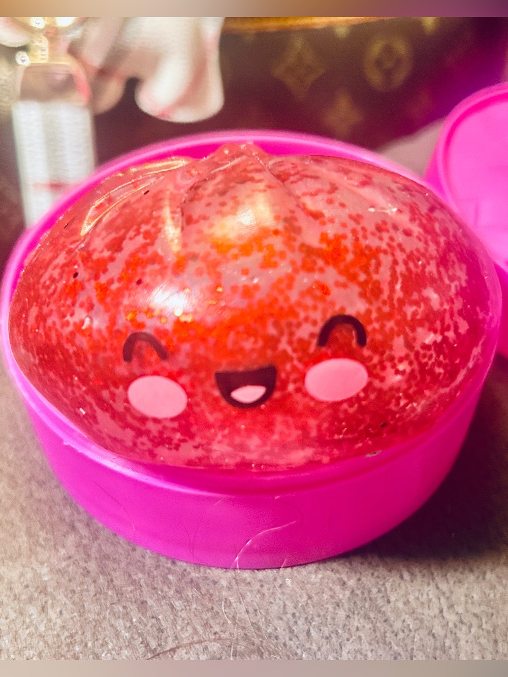 Squishy Bun Rainbow Glitter RED new